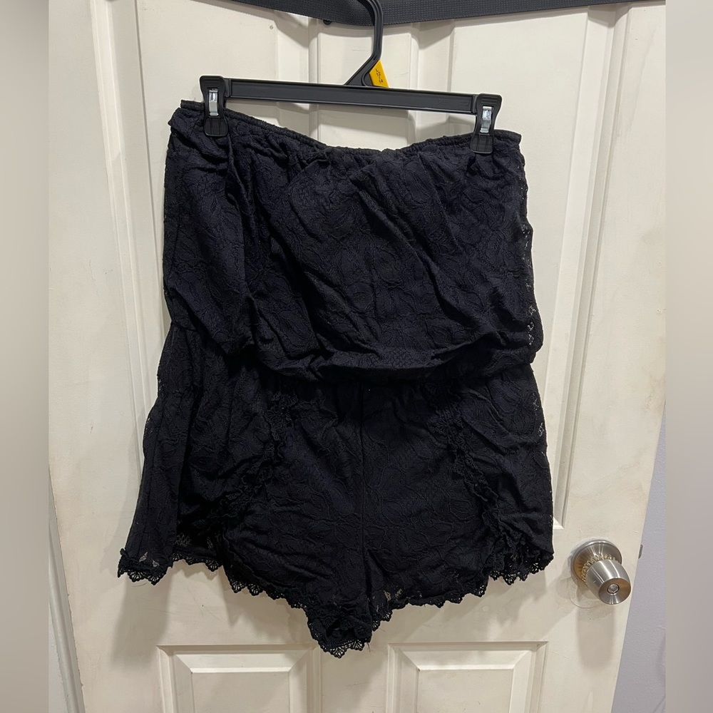 Free People Black Strapless Romper